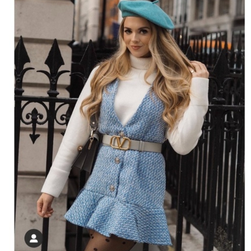 Zara RUFFLED TEXTURED PINAFORE DRESS - Picture 11 of 17